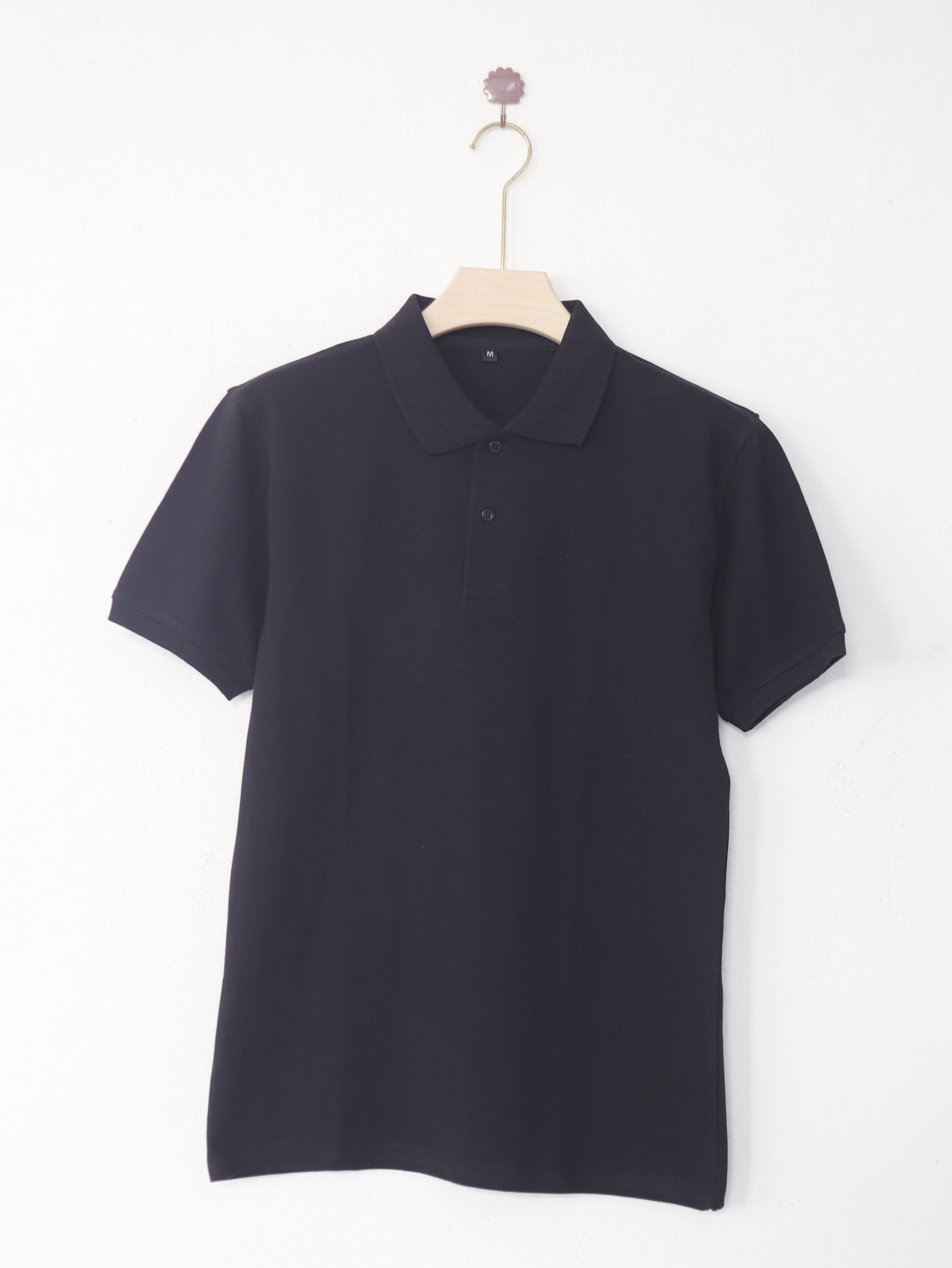 (240 Gsm Cotton )Polo Collar T-Shirt (Black)  (Without Branding )