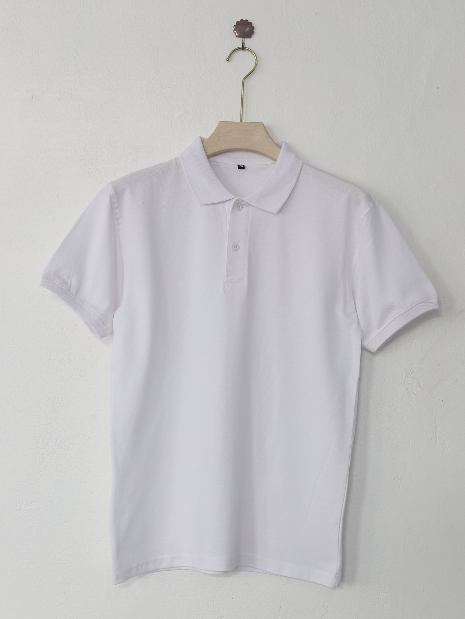 (240 Gsm Cotton )Polo Collar T-Shirt (White)  (Without Branding )