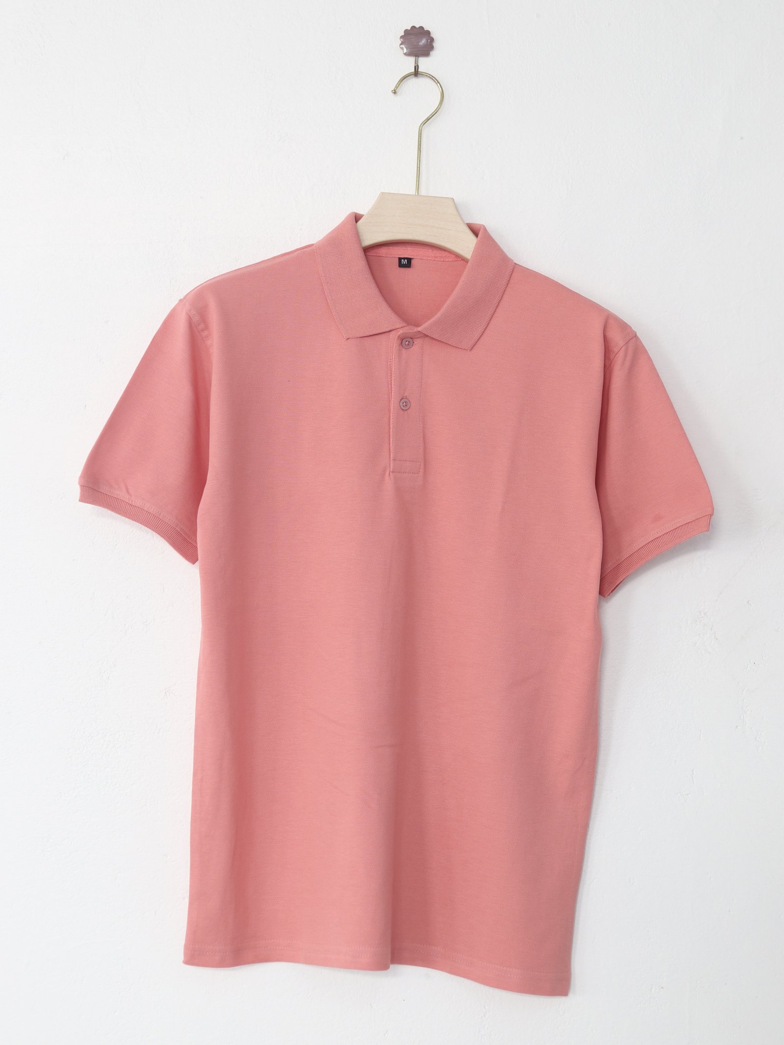(240 Gsm Cotton )Polo Collar T-Shirt (Punch Pink)  (Without Branding )