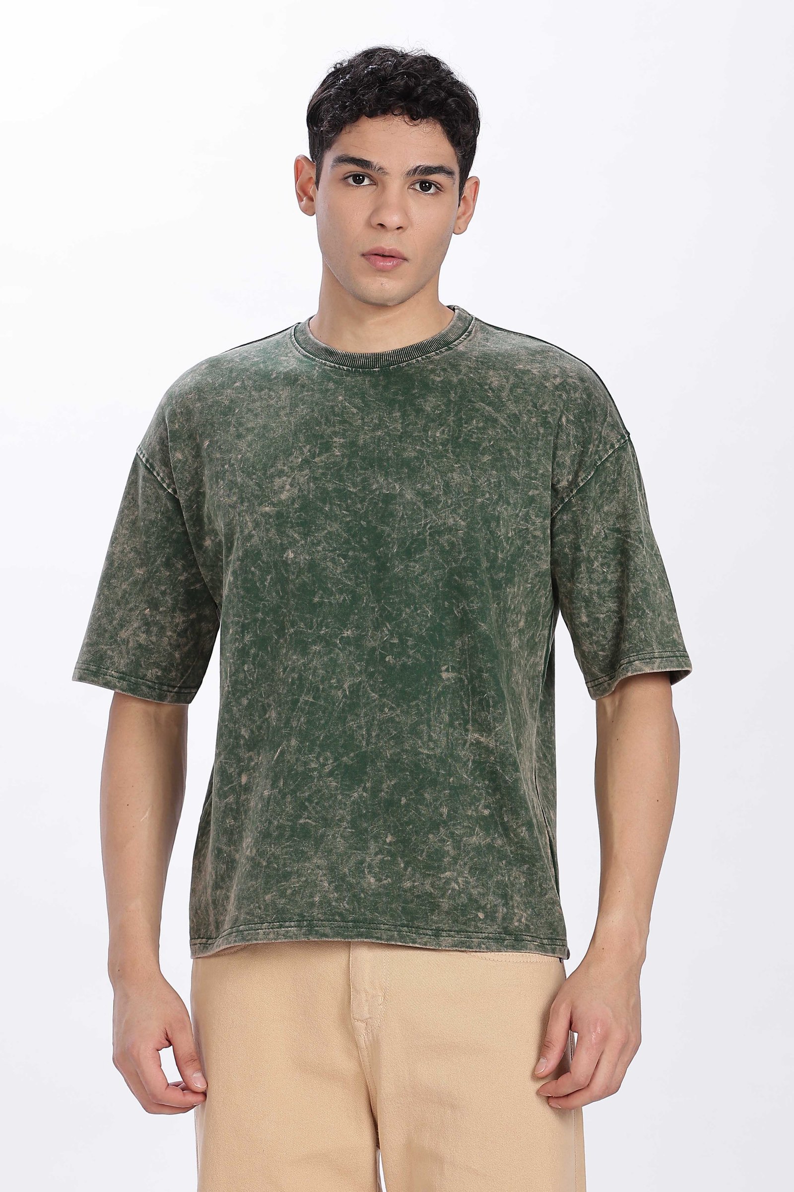 (260Gsm) French Terry Cotton Acid Wash Oversized T-Shirt - Unisex  (Without Branding )