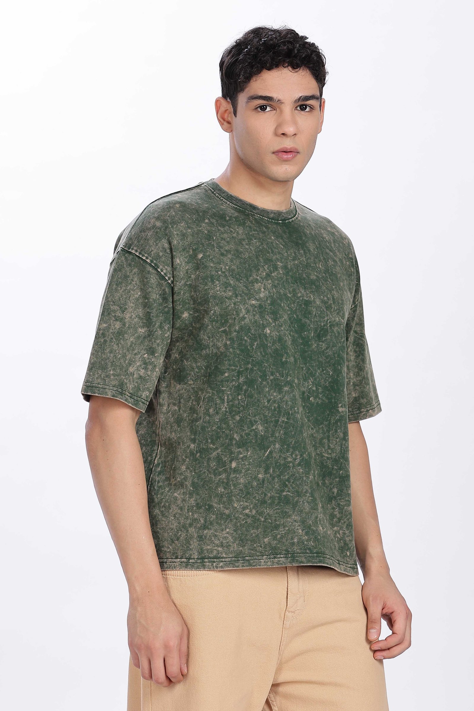 (260Gsm) French Terry Cotton Acid Wash Oversized T-Shirt - Unisex  (Without Branding )