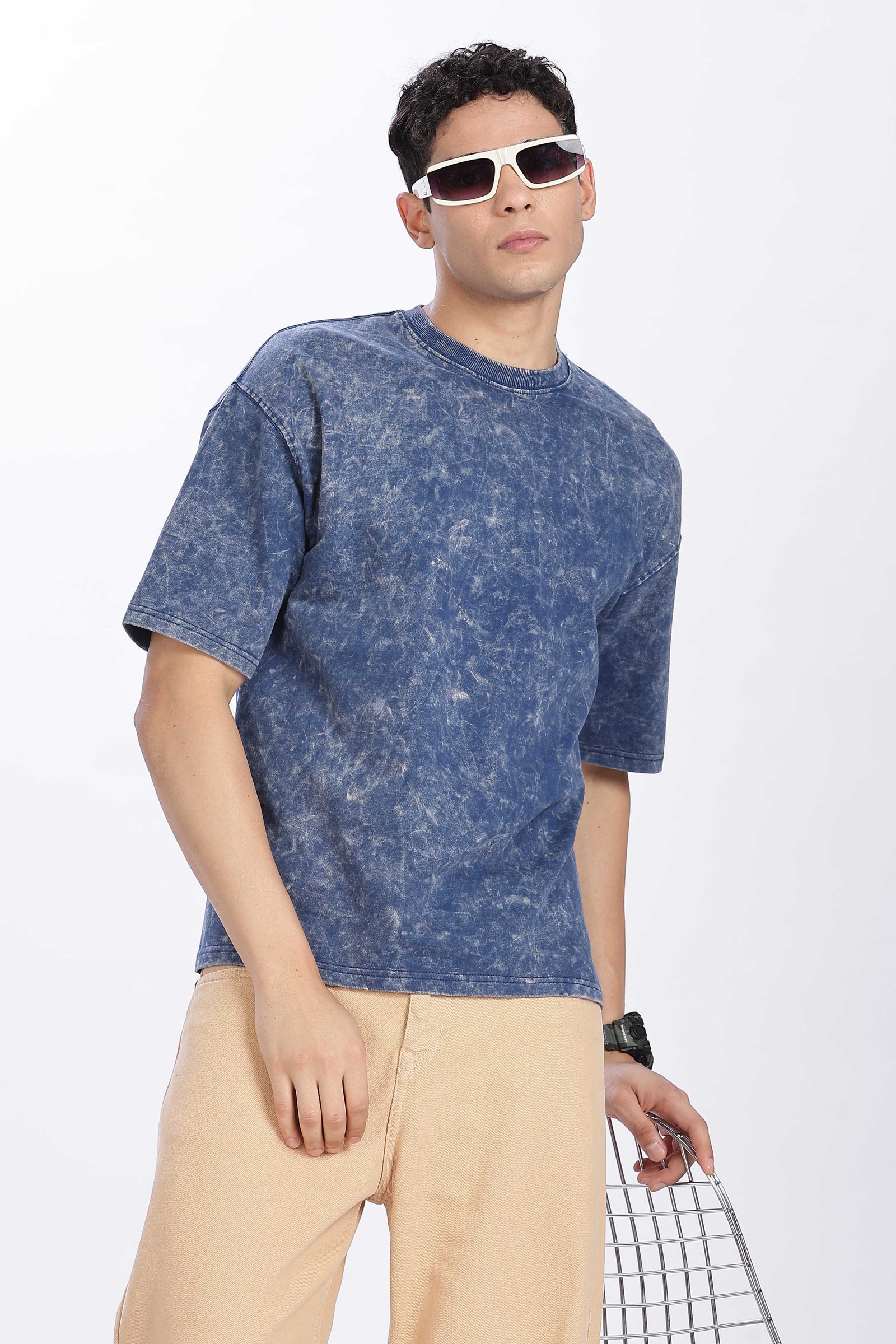 (260Gsm) French Terry Cotton Acid Wash Oversized T-Shirt - Unisex  (Without Branding )