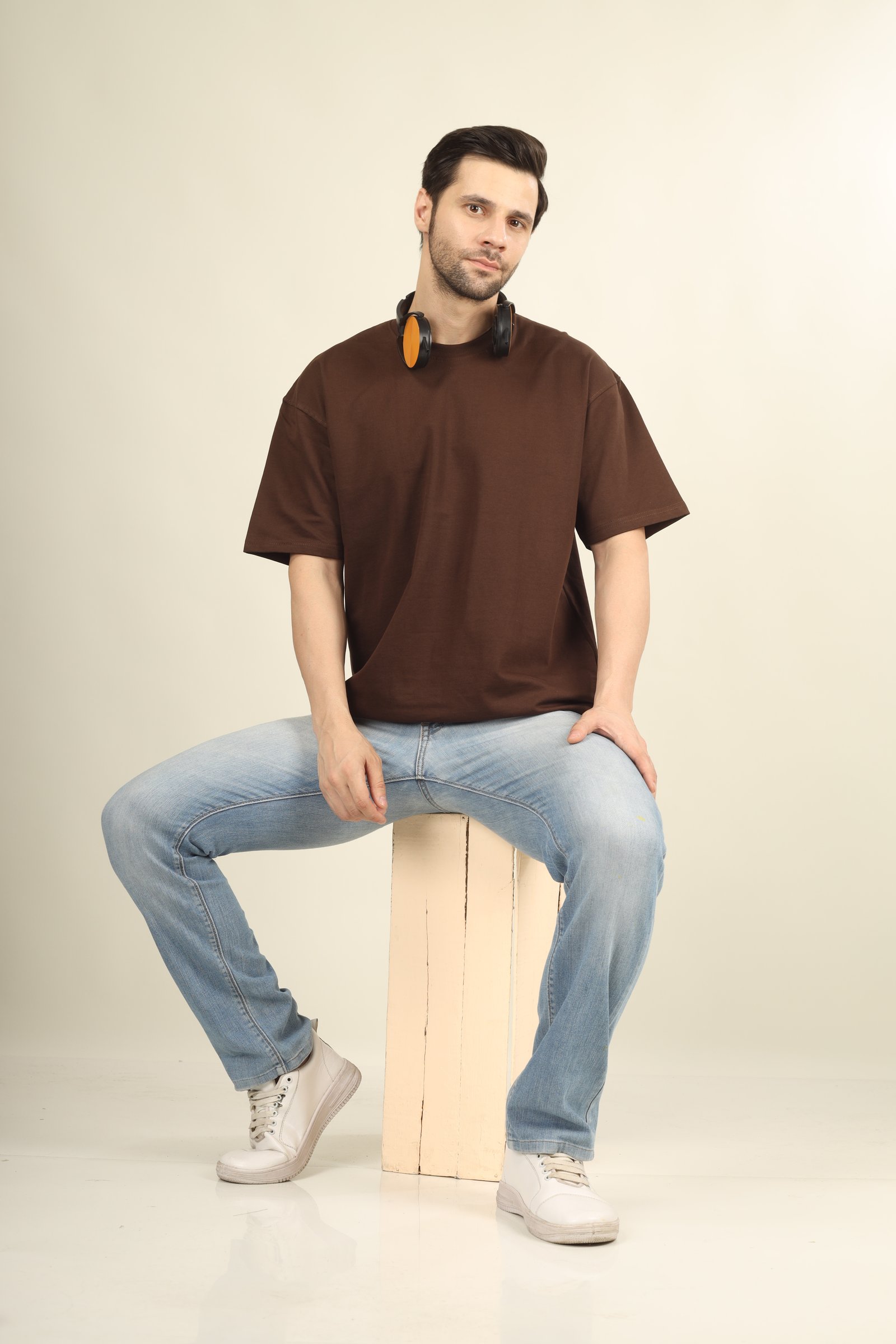 (240Gsm) French Terry Cotton Oversized T-Shirt - Unisex  (Without Branding )