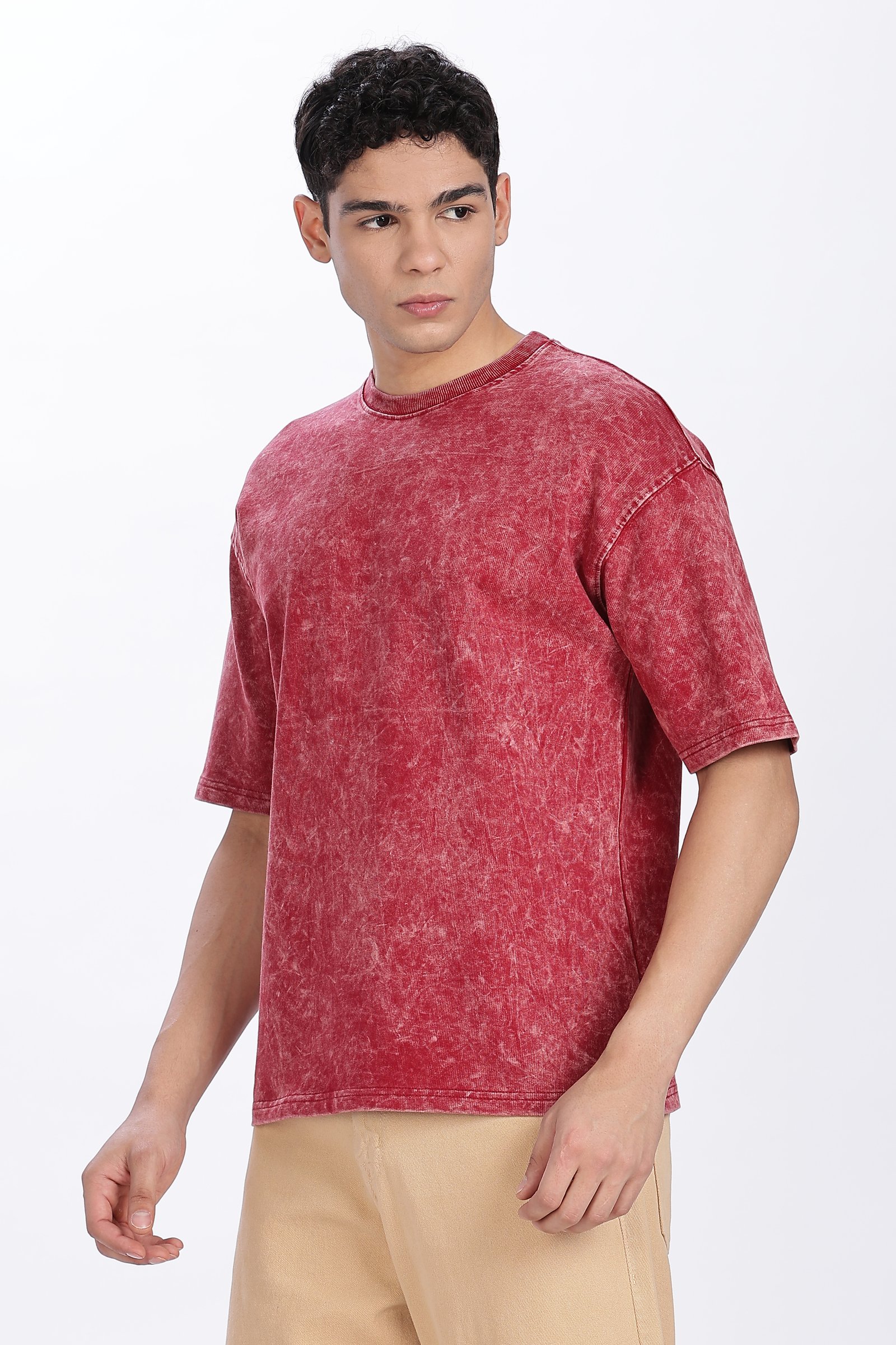 Acidwash Oversized French Terry Cotton T-shirt Without Branding