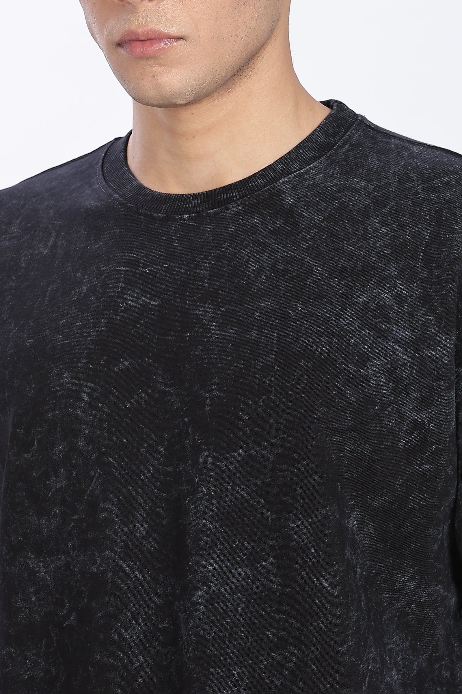 Acidwash Oversized French Terry Cotton T-shirt Without Branding