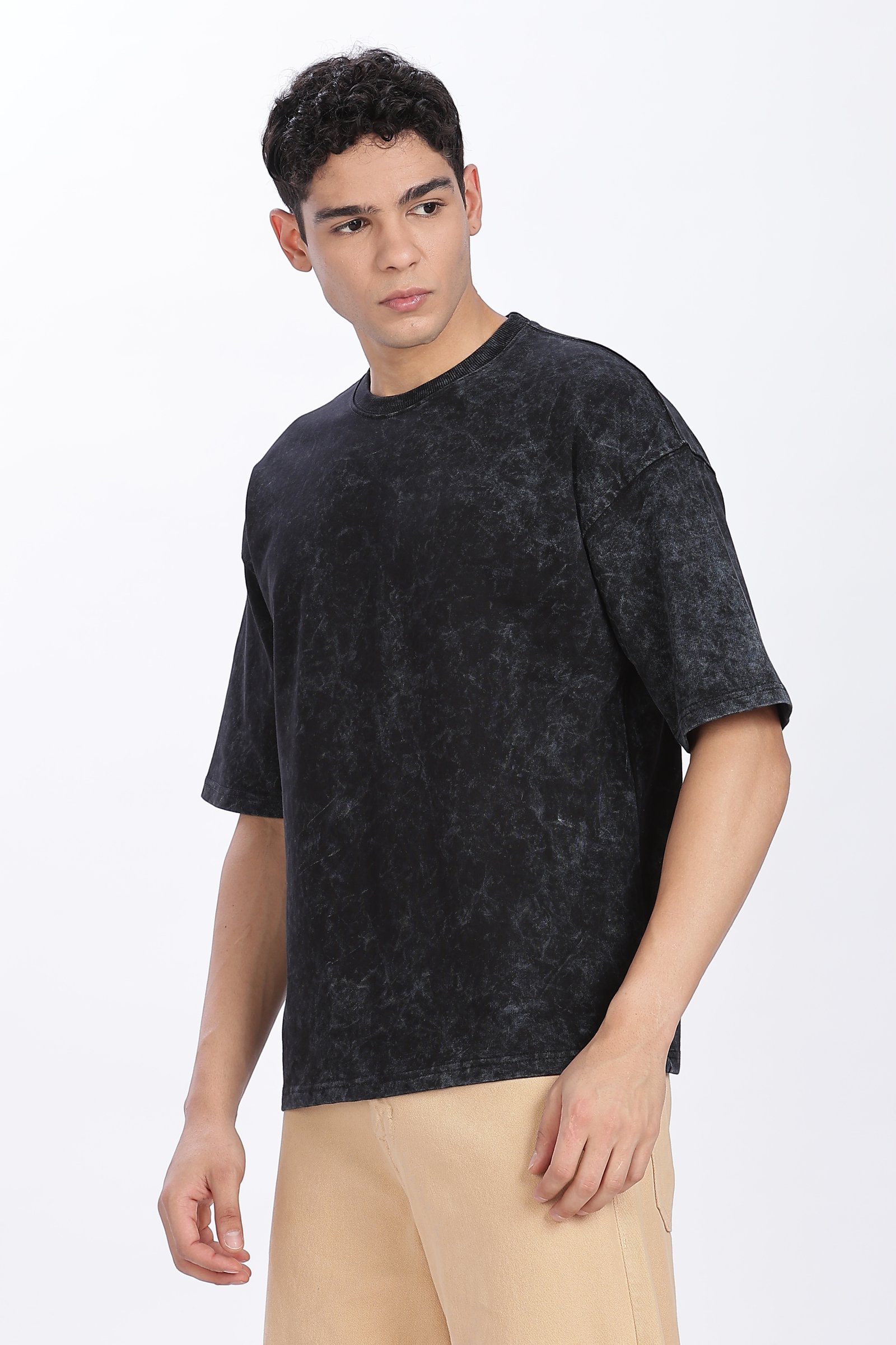 Acidwash Oversized French Terry Cotton T-shirt Without Branding