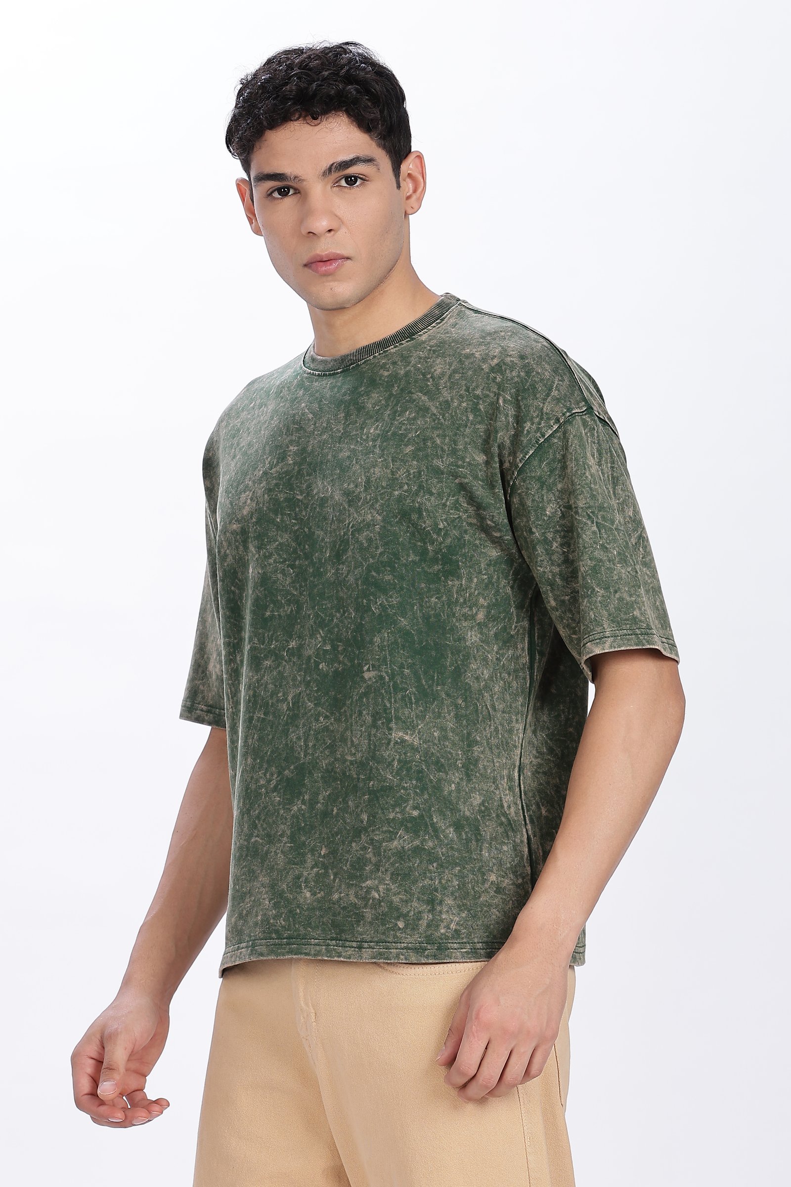 Acidwash Oversized French Terry Cotton T-shirt Without Branding