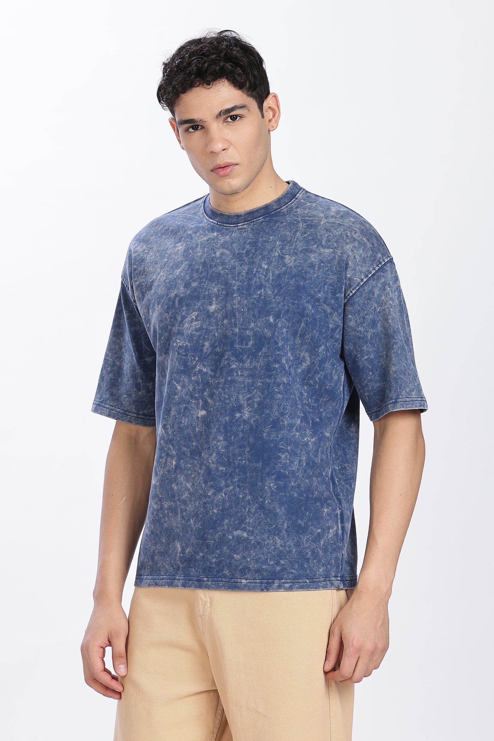 Acidwash Oversized French Terry Cotton T-shirt Without Branding