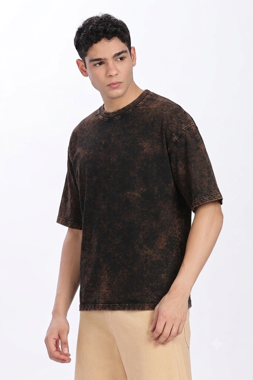 Acidwash Oversized French Terry Cotton T-shirt Without Branding