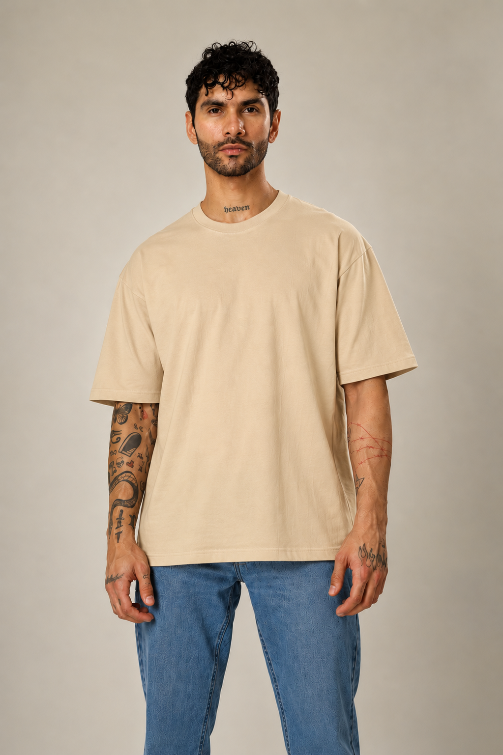(Reycle 240 GSM) French Terry Cotton Oversized T-Shirt - Unisex  Without Branding