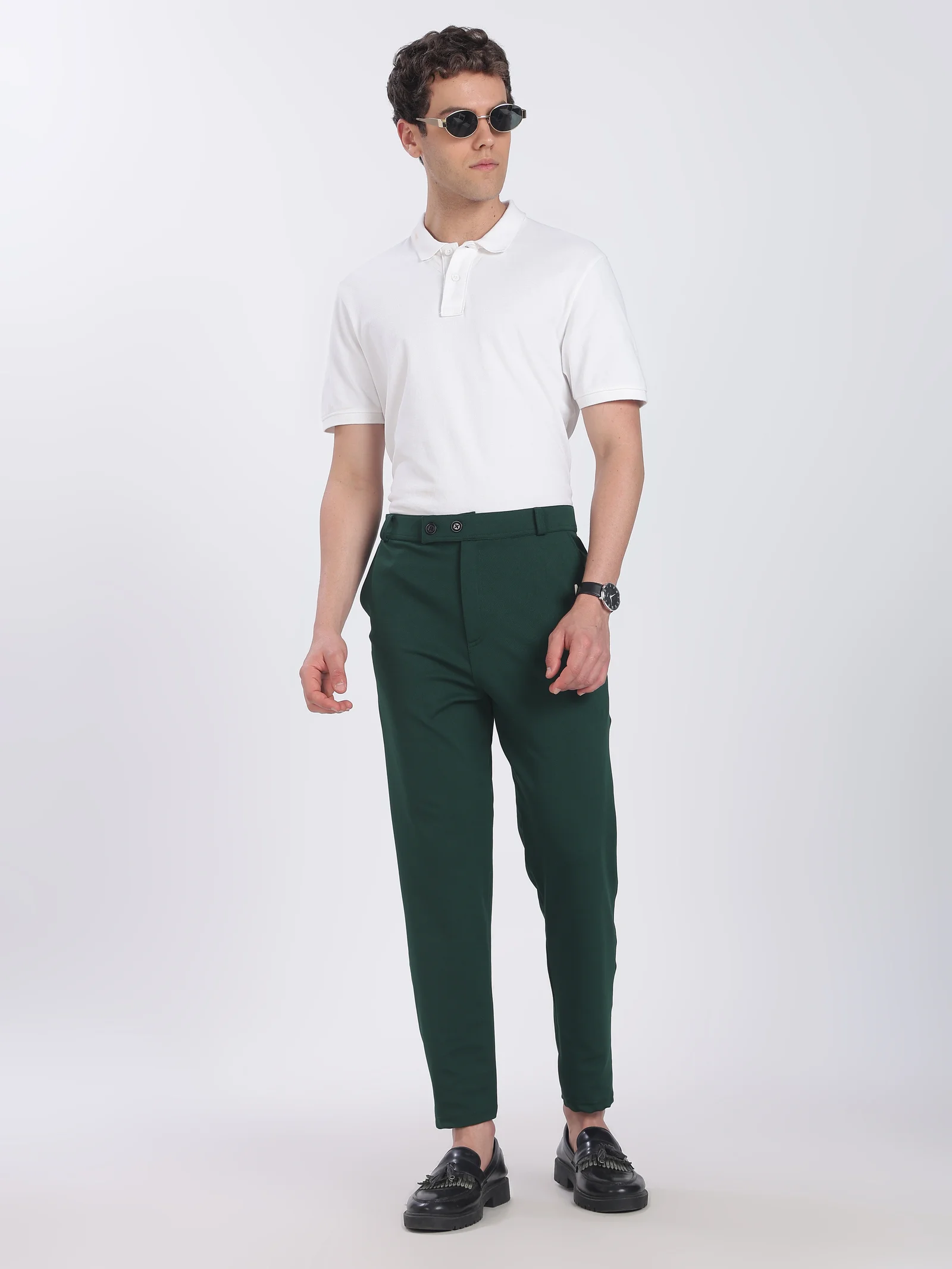 Lycra Formal Pant for Men (Bottle Green)
