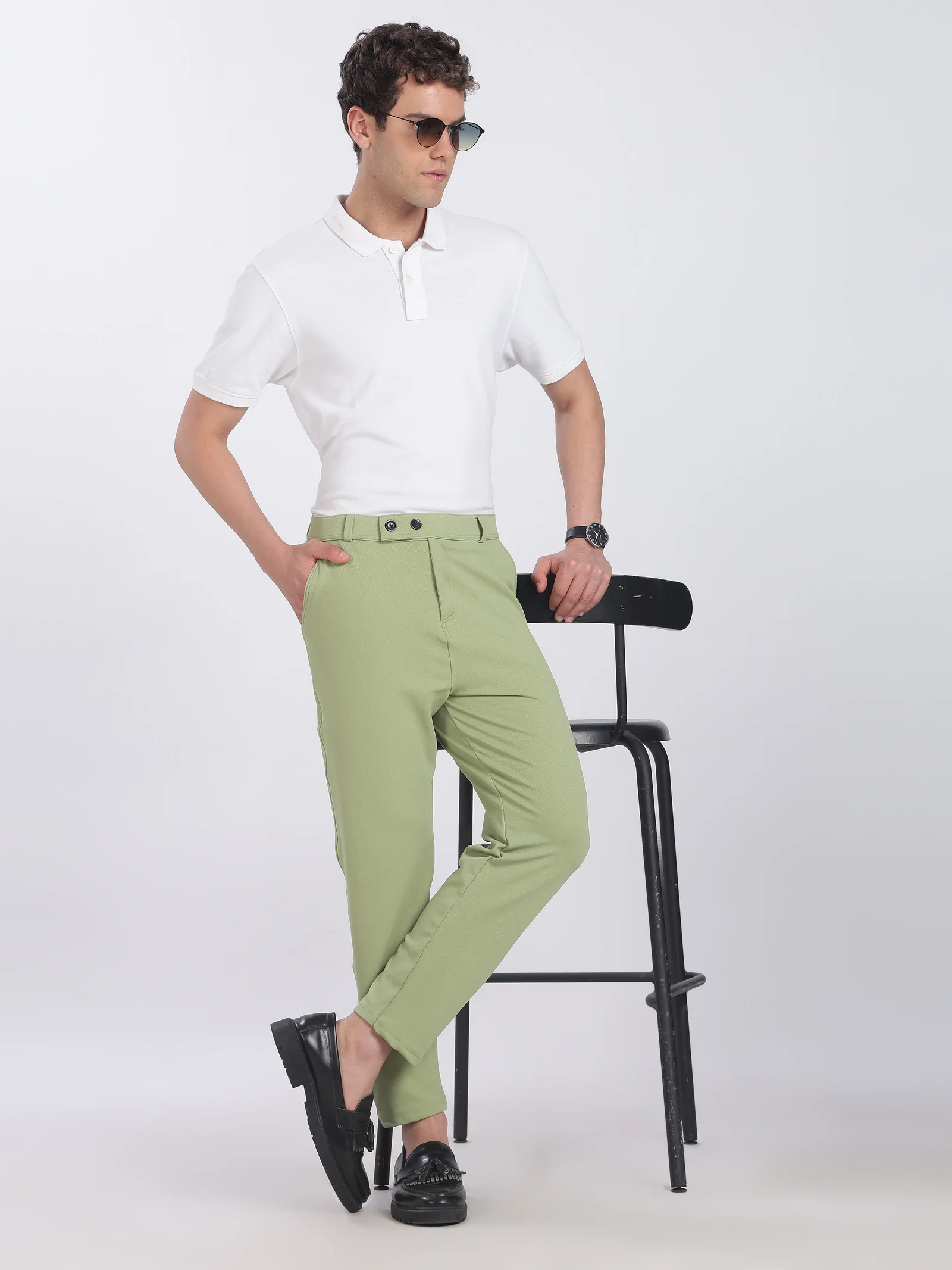 Lycra Formal Pant for Men (Pistha Green)