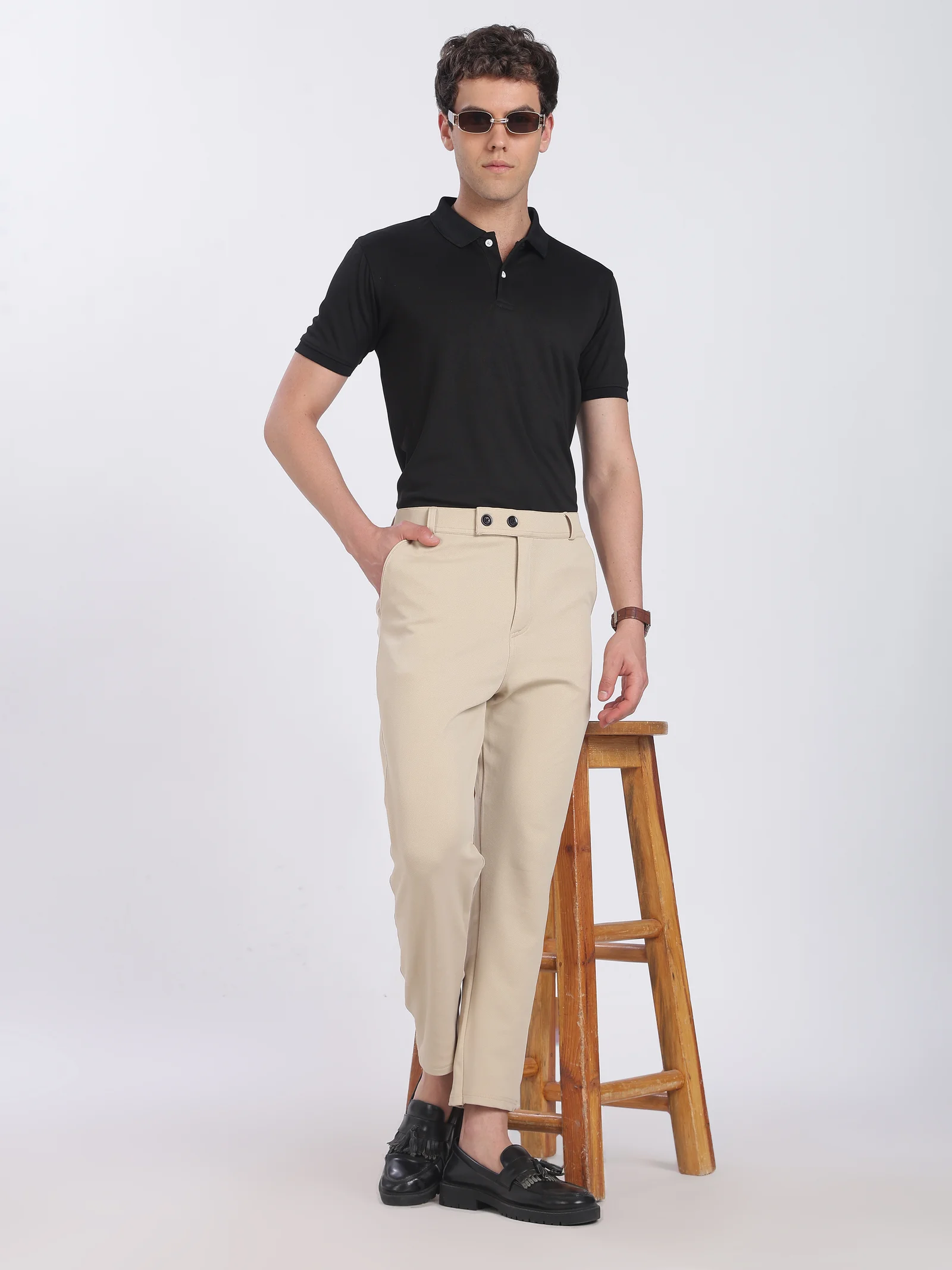 Lycra Formal Pant for Men (Light Sandal)