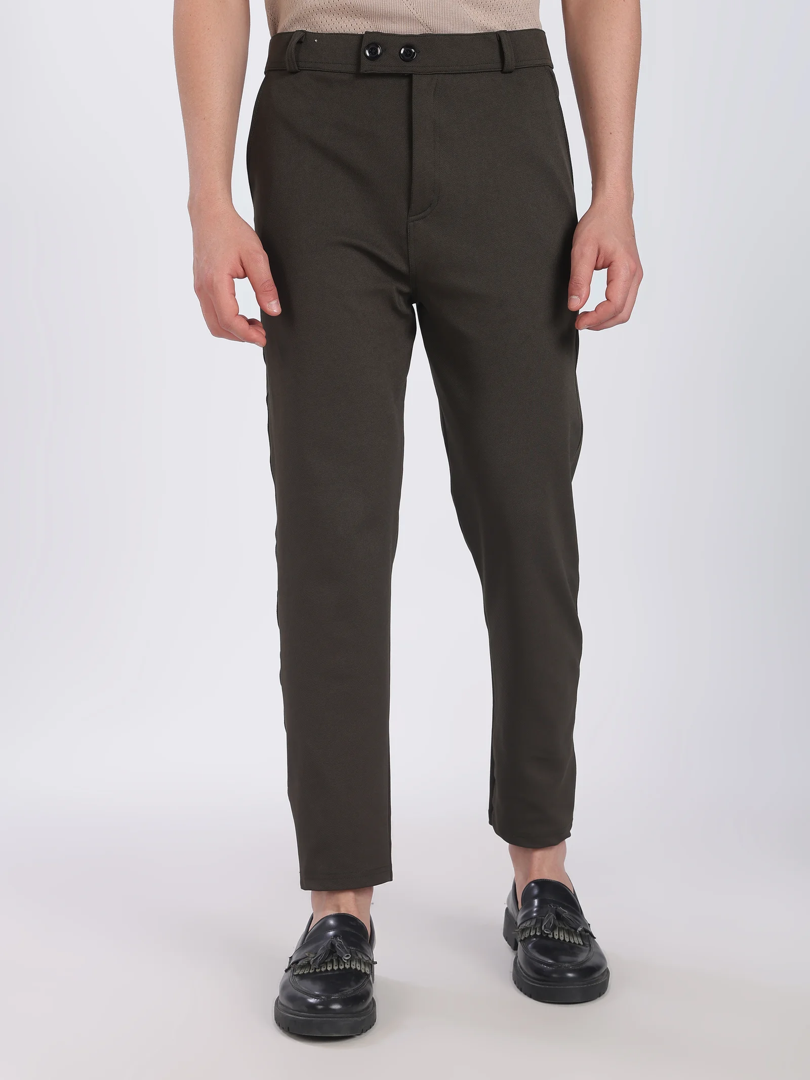 Lycra Formal Pant for Men (Olive Green)