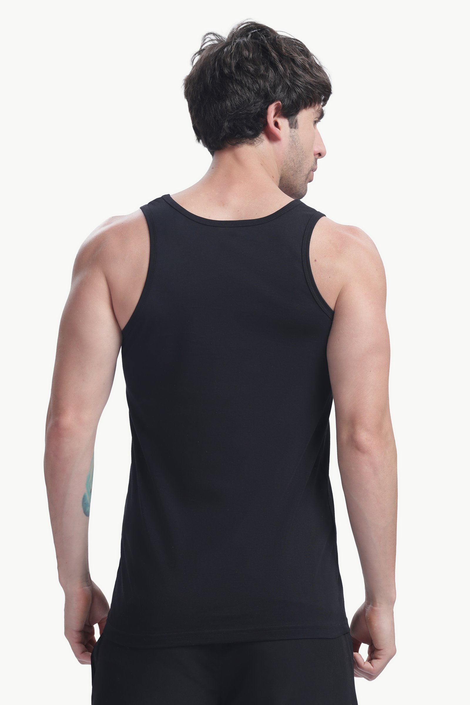 Men's Plain 100% Cotton Vest (Black)