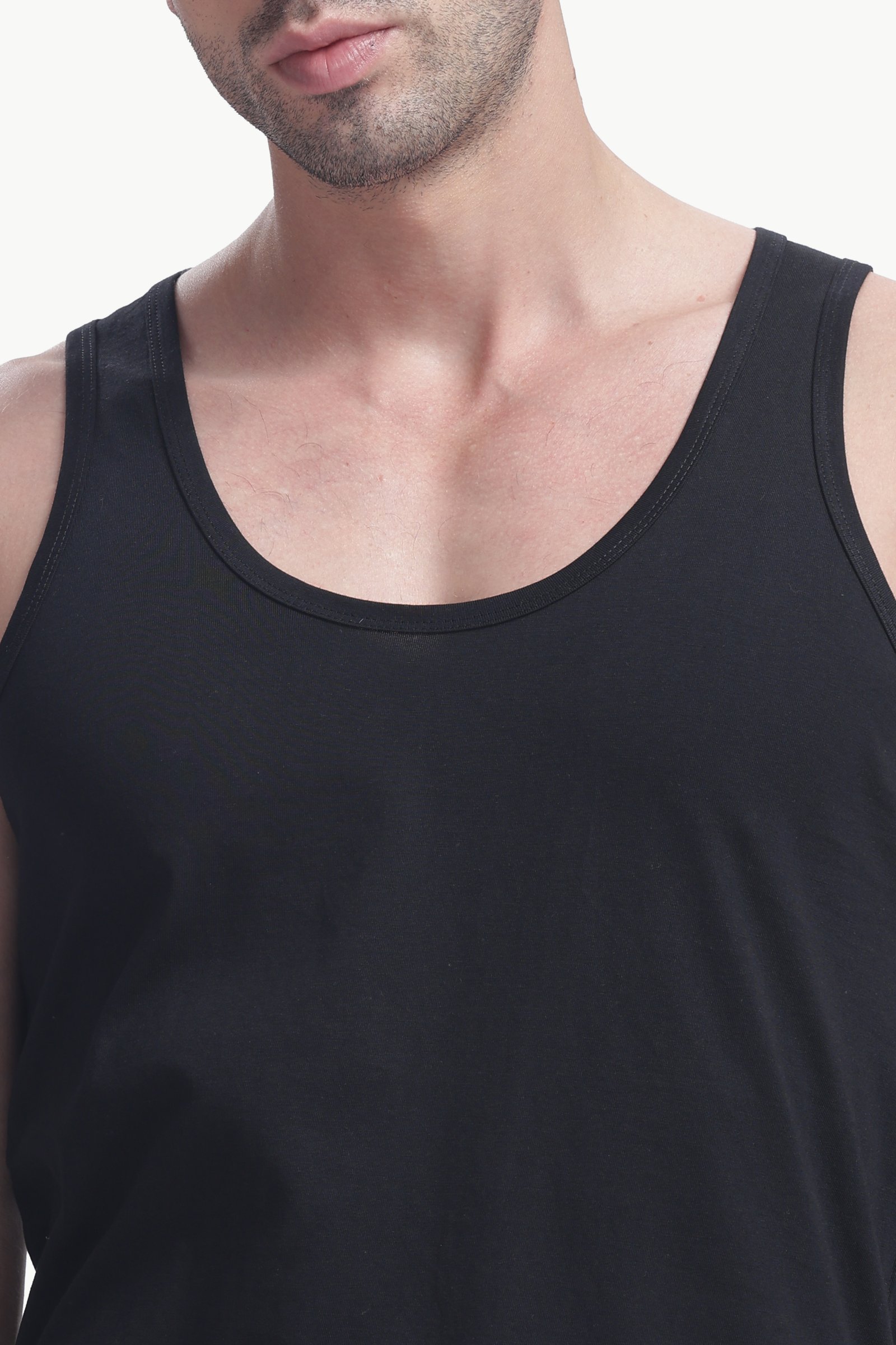 Men's Plain 100% Cotton Vest (Black)
