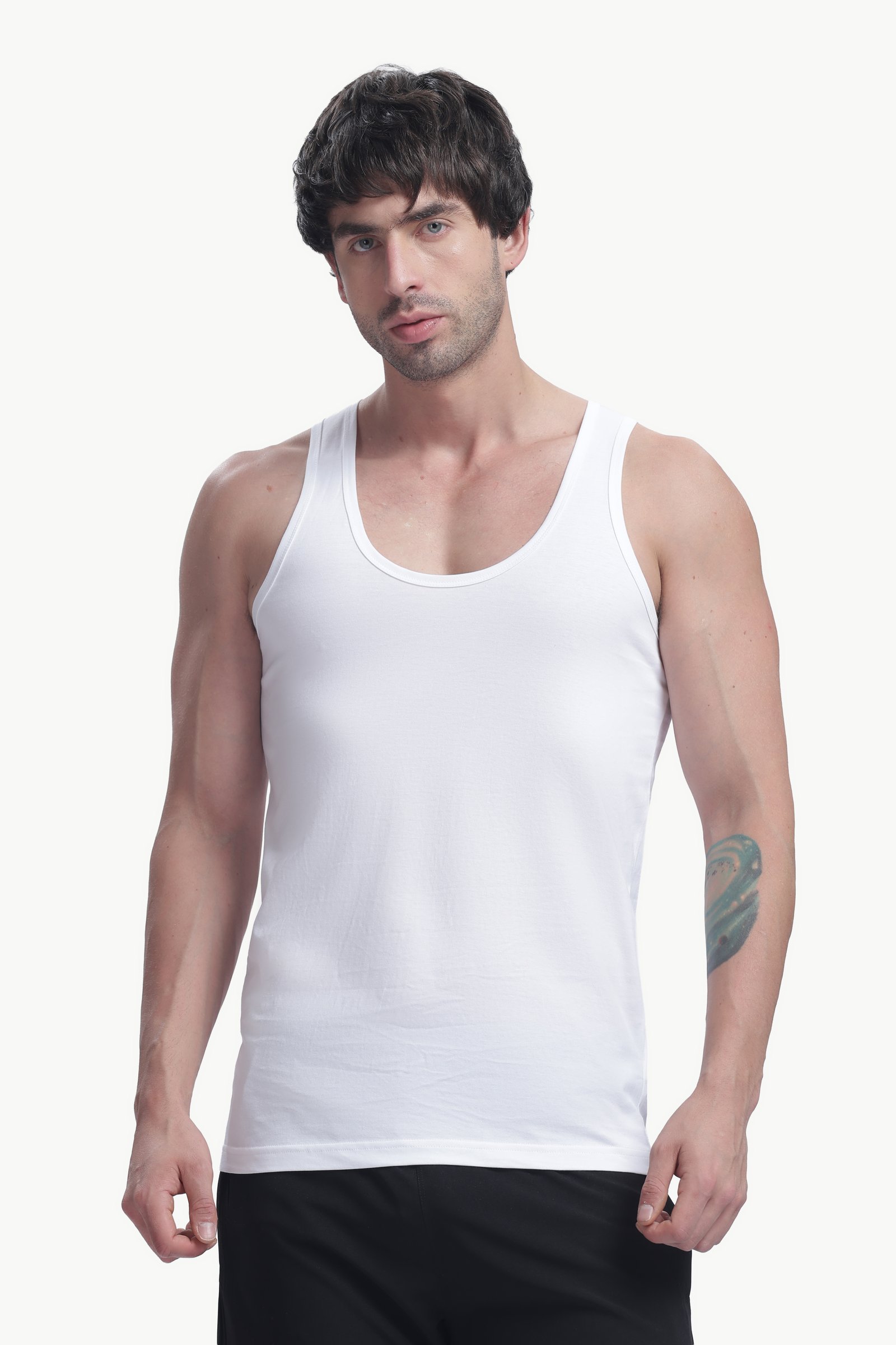 Men's Plain 100% Cotton Vest (White)