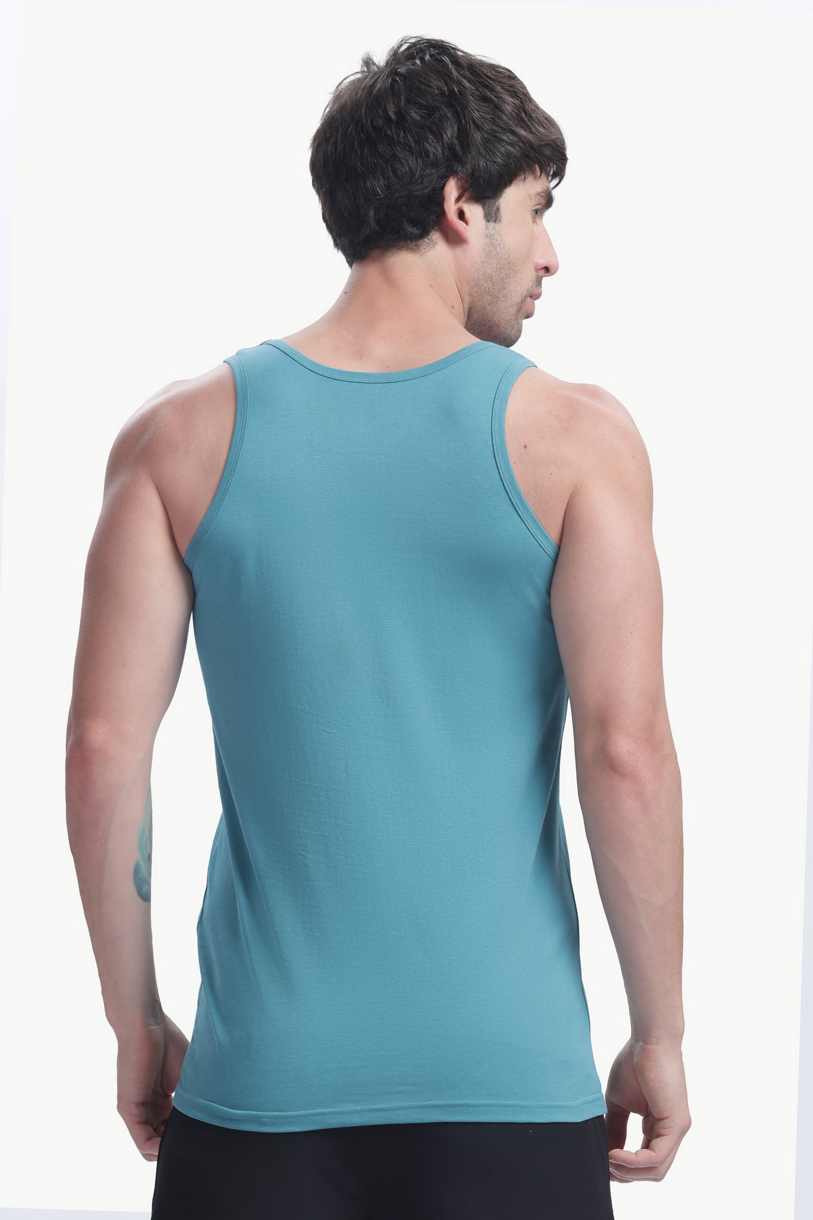 Men's Plain 100% Cotton Vest (Peacock Blue)