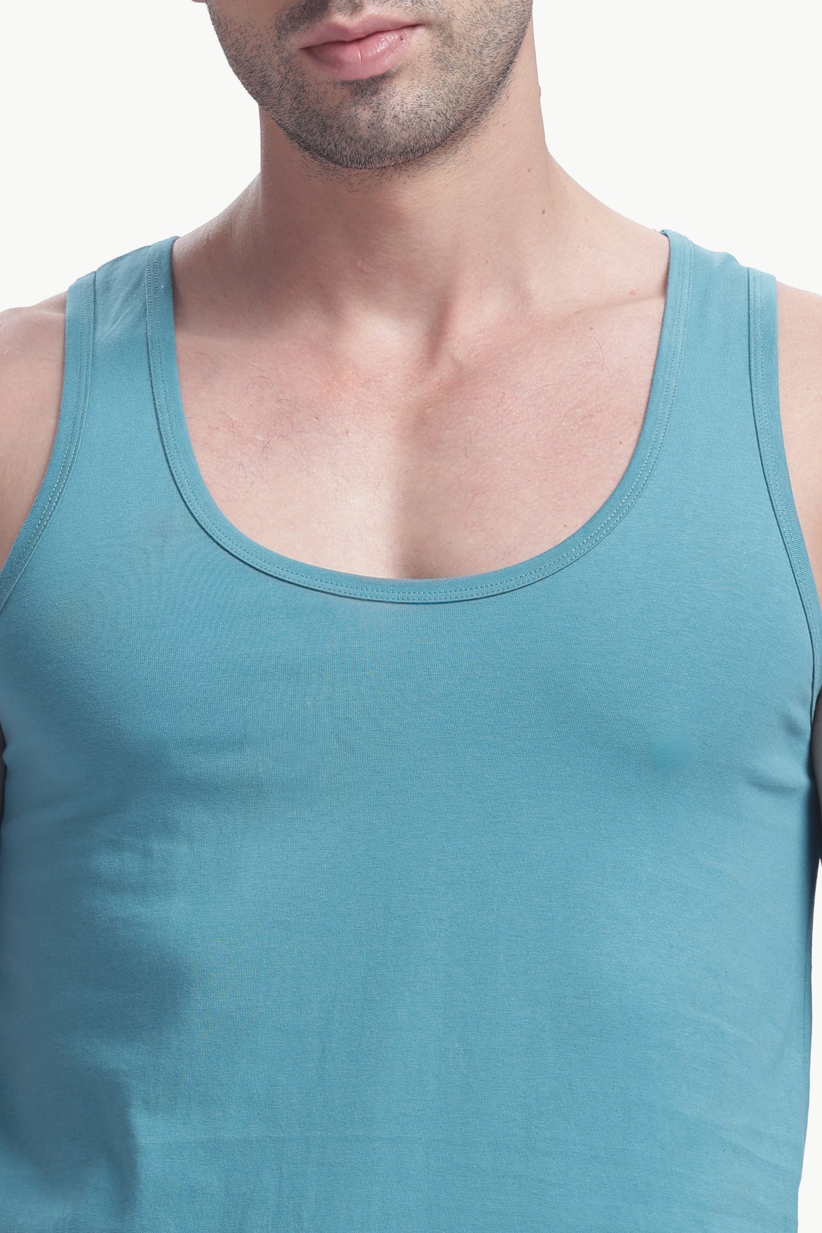 Men's Plain 100% Cotton Vest (Peacock Blue)
