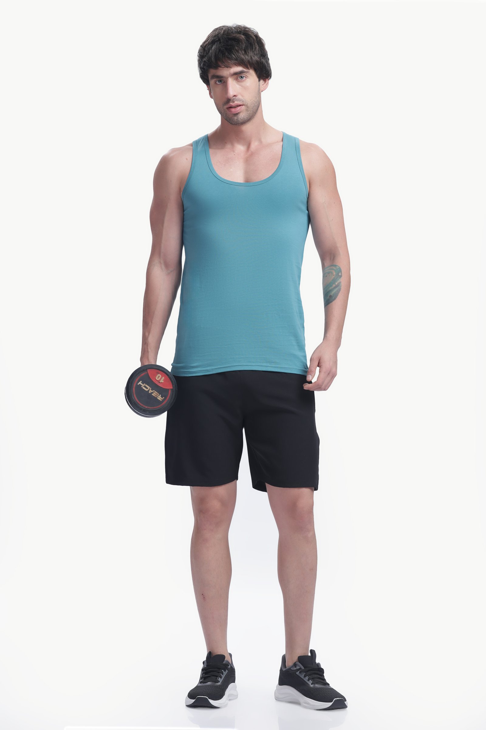 Men's Plain 100% Cotton Vest (Peacock Blue)