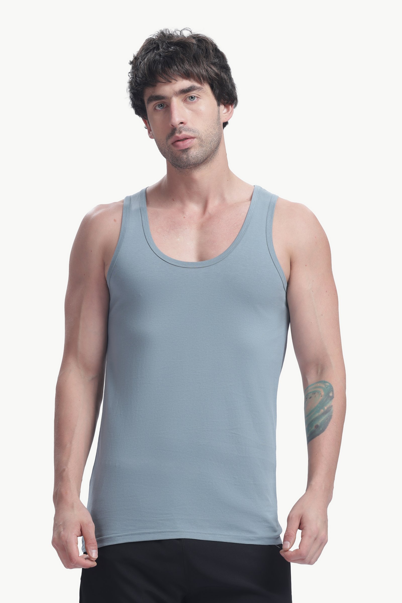 Men's Plain 100% Cotton Vest (Grey)
